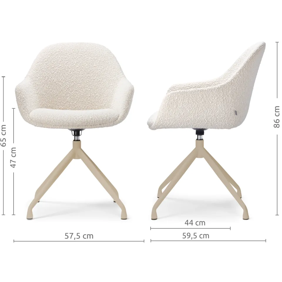 Nolon Nola-Mae draaibare eetkamerstoel bouclé beige - beige onderstel, foto 2