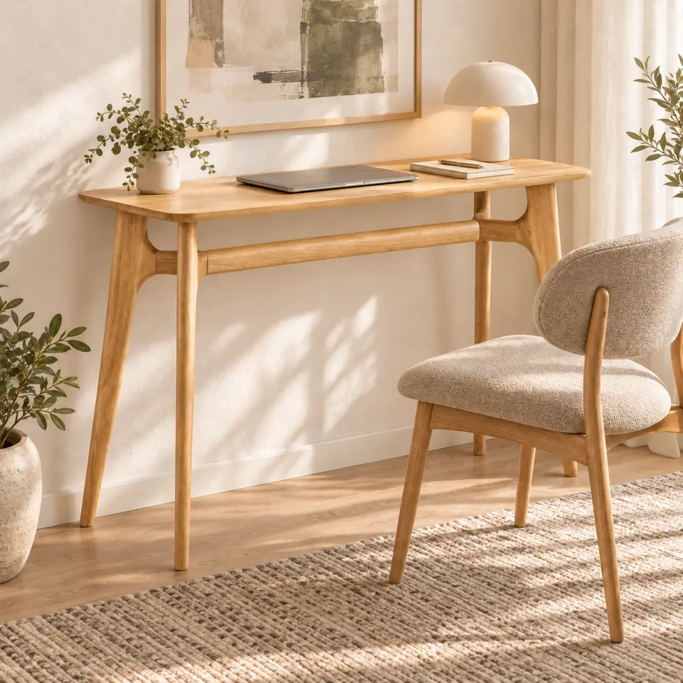 Artichok Renske houten bureau naturel 100 x 35 cm, foto 2