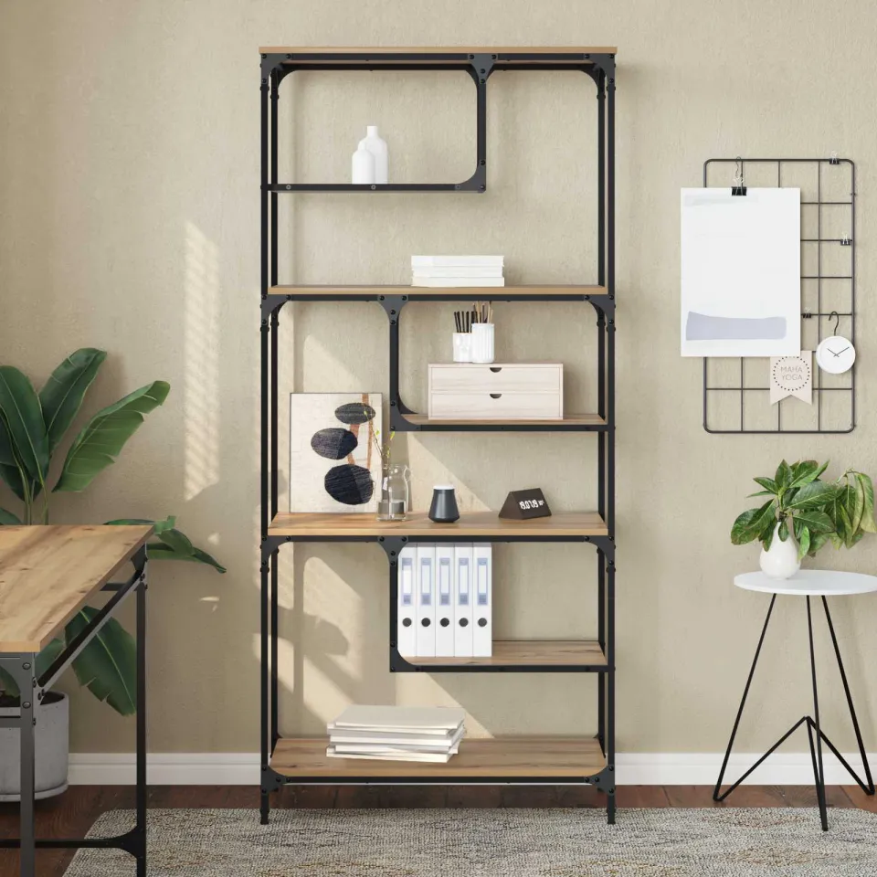 vidaXL Boekenkast 6-laags 81 x 36 x 176 cm Bewerkt hout bruin, foto 3