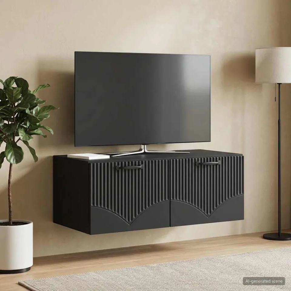 vidaXL Wandbeugel TV-kast Zwart 78,5 x 41 x 30 cm Bewerkt hout, foto 4