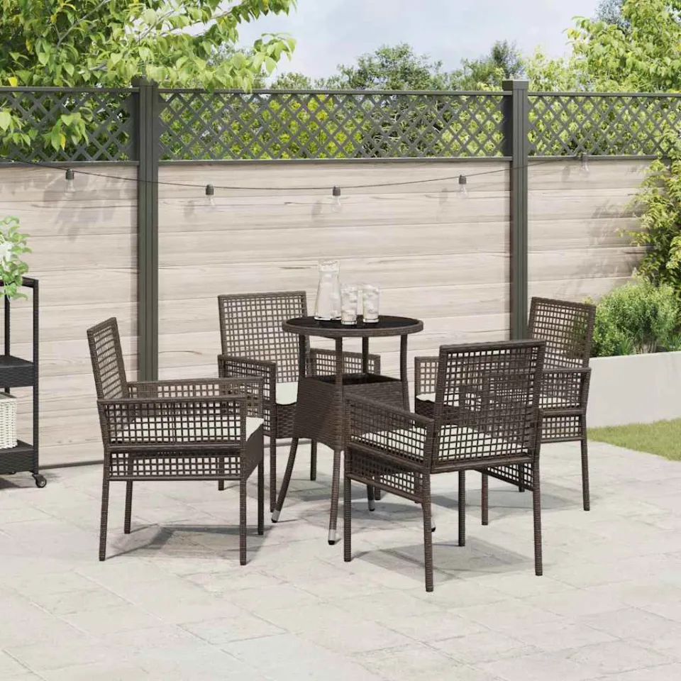 vidaXL Tuin eettafelset 5 st Bruin poly rattan, foto 4