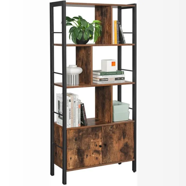 Songmics Boekenkast - 4 Planken - Kasten - Vintage Bruin Zwart - Industrieel Stijl Bruin;Zwart
