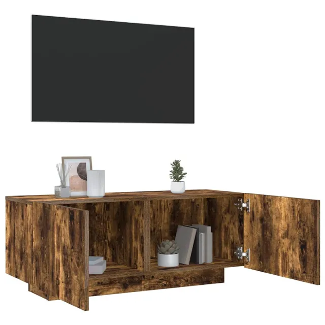 vidaXL Tv-meubel 100x35x40 cm bewerkt hout gerookt eikenkleurig, foto 2