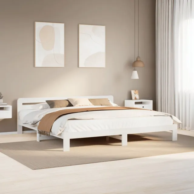 vidaXL Bedframe zonder matras massief grenenhout wit 200x200 cm
