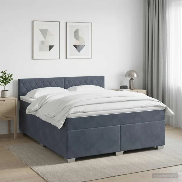 vidaXL Boxspringbed met matras Donkergrijs 140 x 190 cm Fluweel