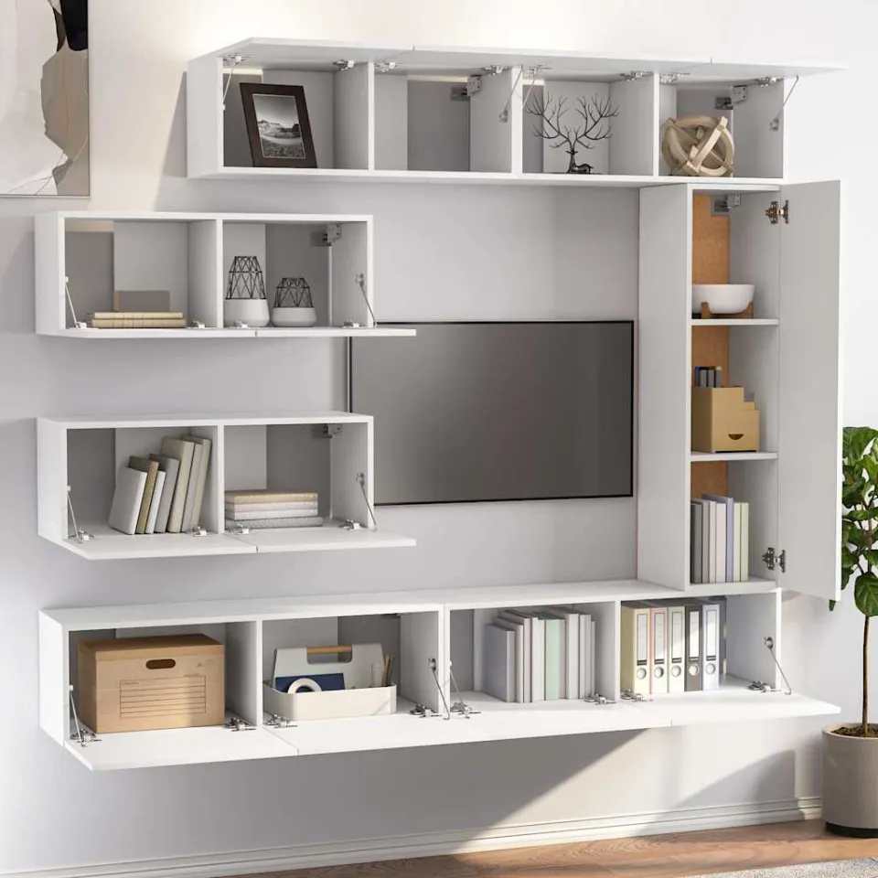vidaXL 7-delige Tv-meubelset bewerkt hout wit, foto 2