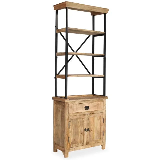 vidaXL Dressoir met schappen 65x30x180 cm massief mangohout Bruin