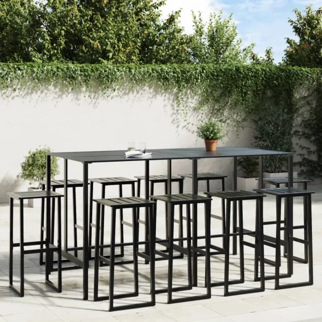 vidaXL 11-delige Tuinbarset gepoedercoat staal zwart, foto 2