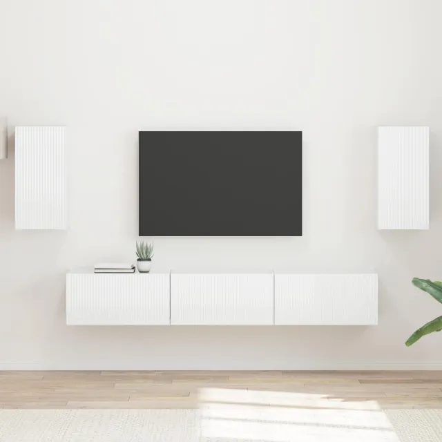 vidaXL Tv-meubelset 5 st Hoogglans wit Bewerkt hout, foto 2