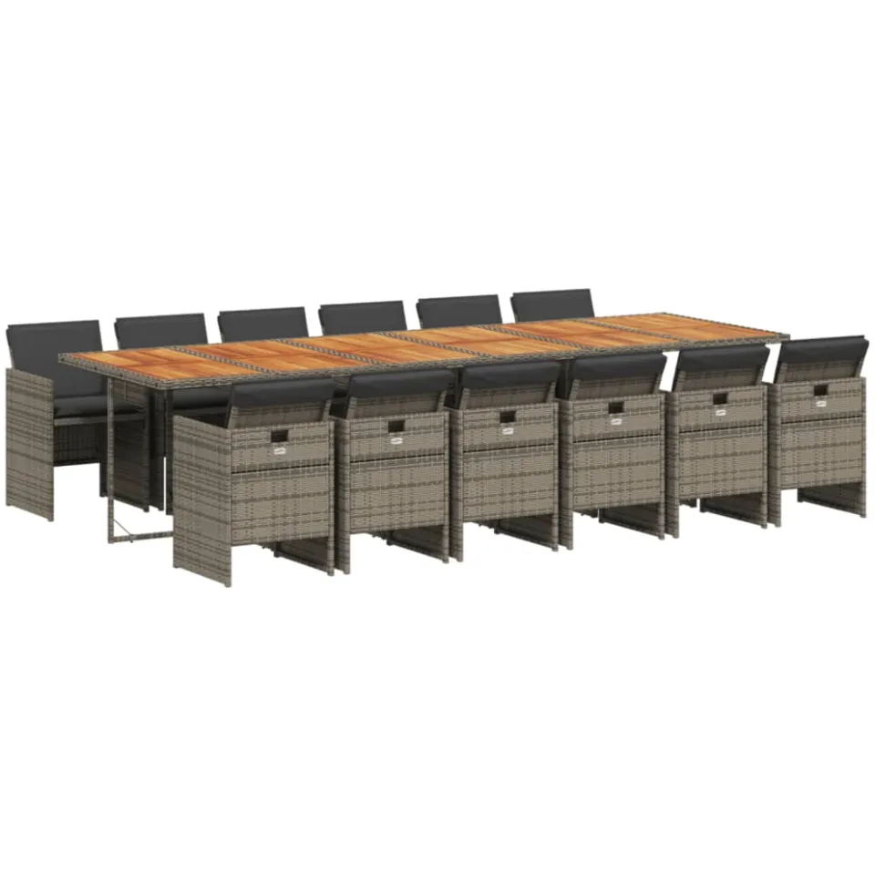 vidaXL 13-delige Tuinset met kussens poly rattan grijs, foto 3