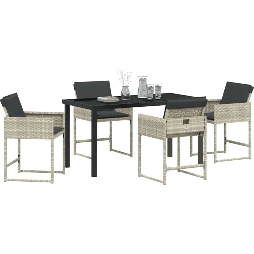 vidaXL Tuin eettafelset 5 st Lichtgrijs poly rattan, foto 2