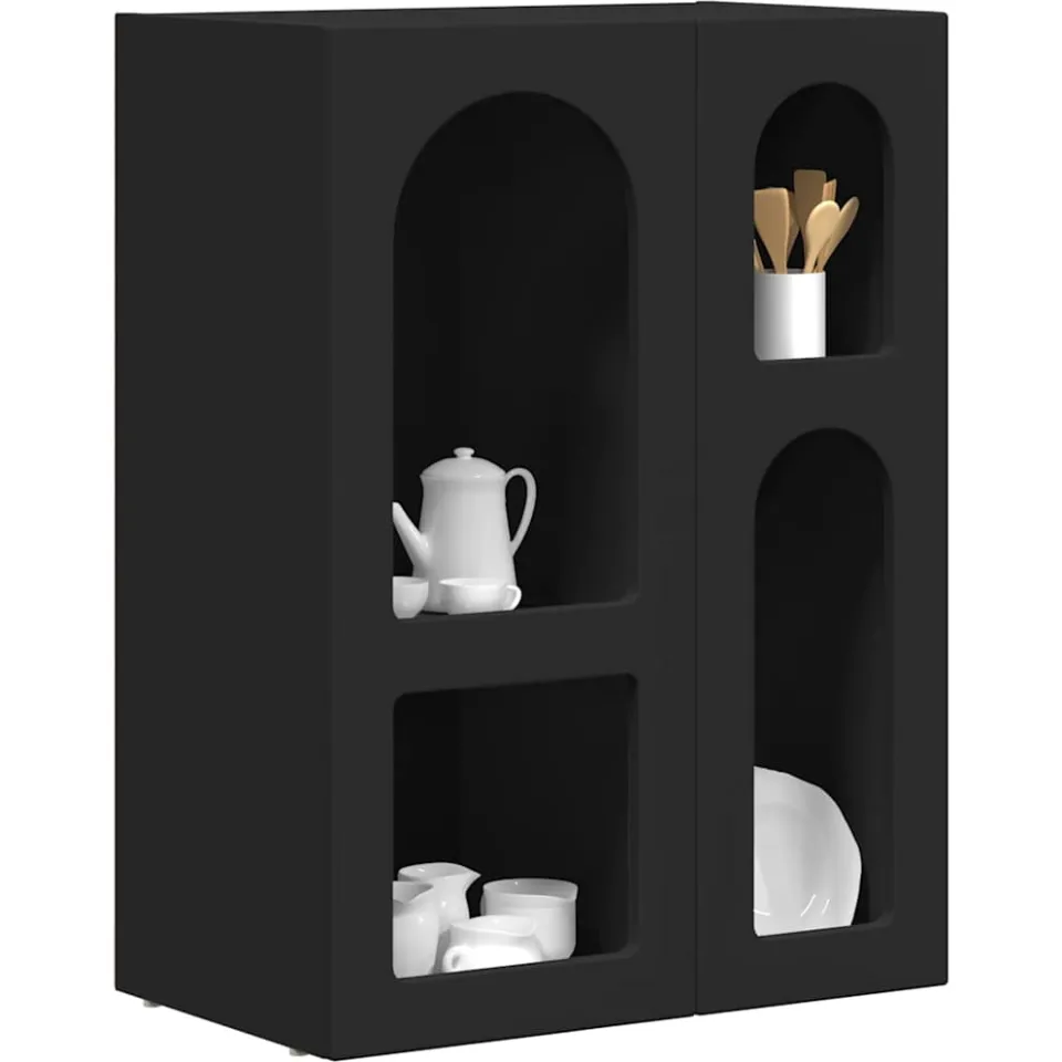 vidaXL Dressoir ELST Zwart 59 x 35 x 80.5 cm Bewerkt hout