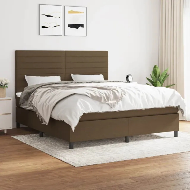 vidaXL Boxspring met matras stof donkerbruin 160x200 cm bruin