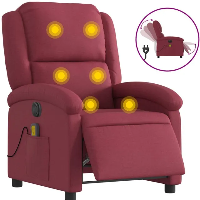 vidaXL Massagestoel - elektrisch - verstelbaar - stof - wijnrood