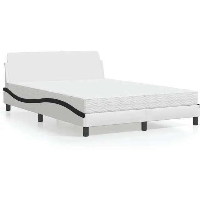 vidaXL Bed met matras "Dover" kunstleer wit en zwart 140x190 cm