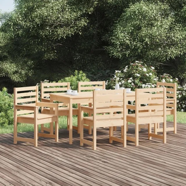 vidaXL 7-delige Tuinset massief grenenhout Bruin