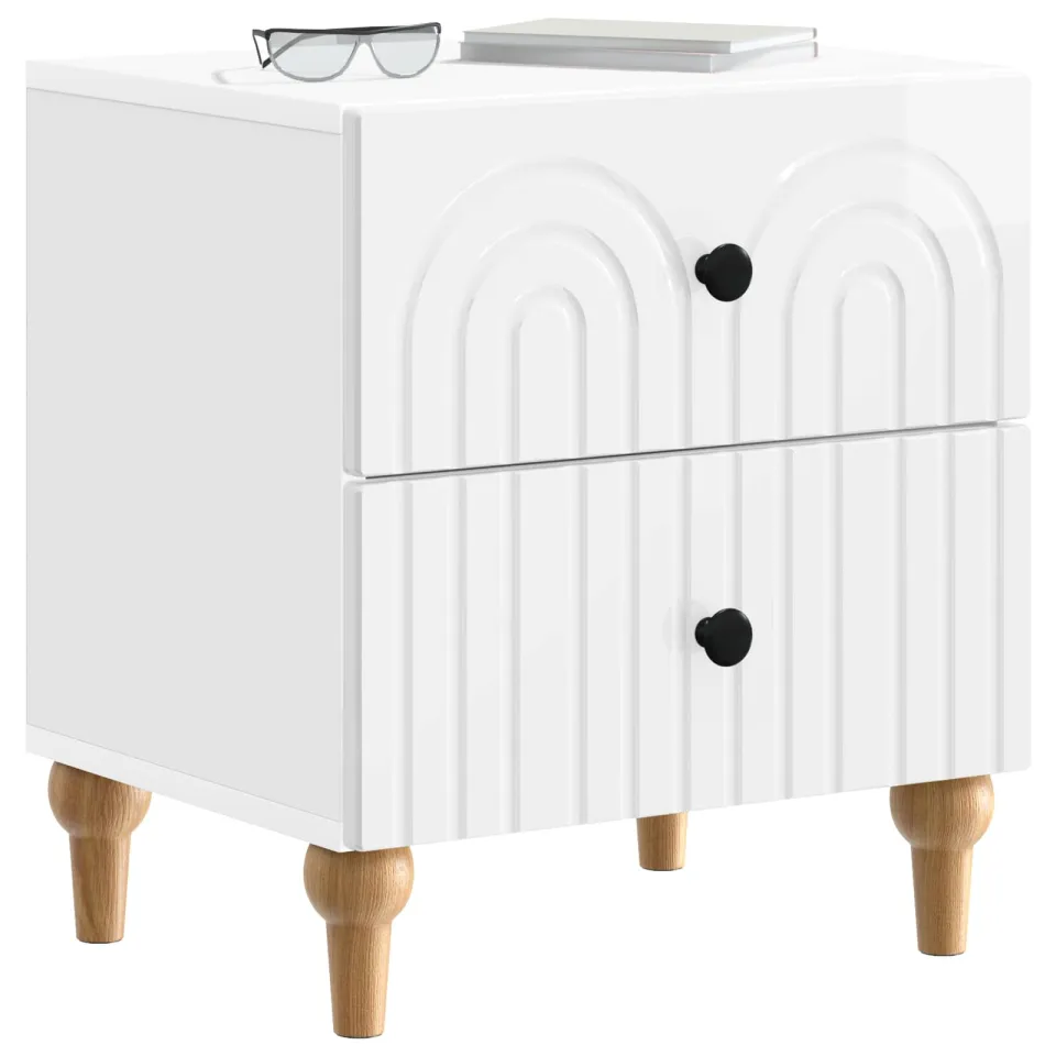 vidaXL Nachtkastje 2 st Hoogglans Wit 43 x 34,5 x 48 cm Bewerkt hout