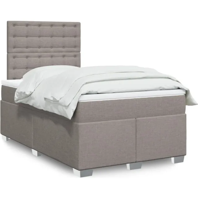 vidaXL Boxspring met matras stof taupe 120x190 cm