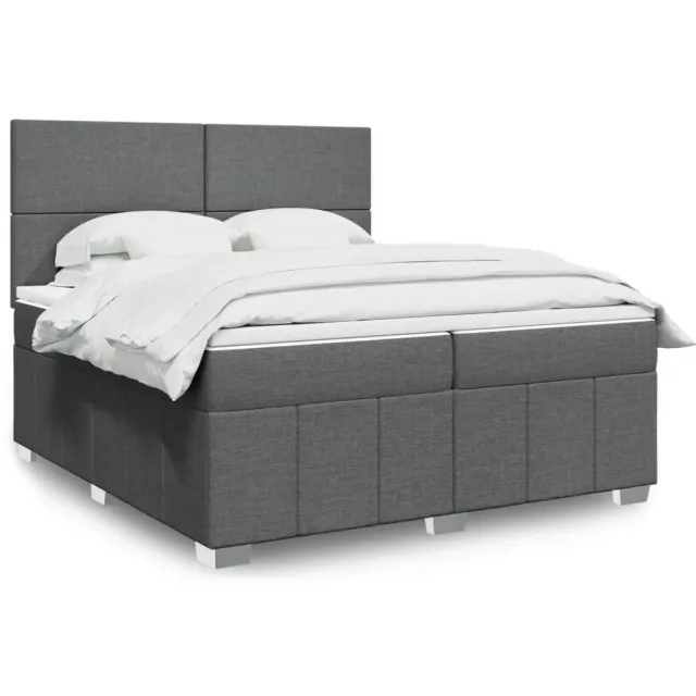 vidaXL Boxspring met matras stof donkergrijs 200x200 cm grijs