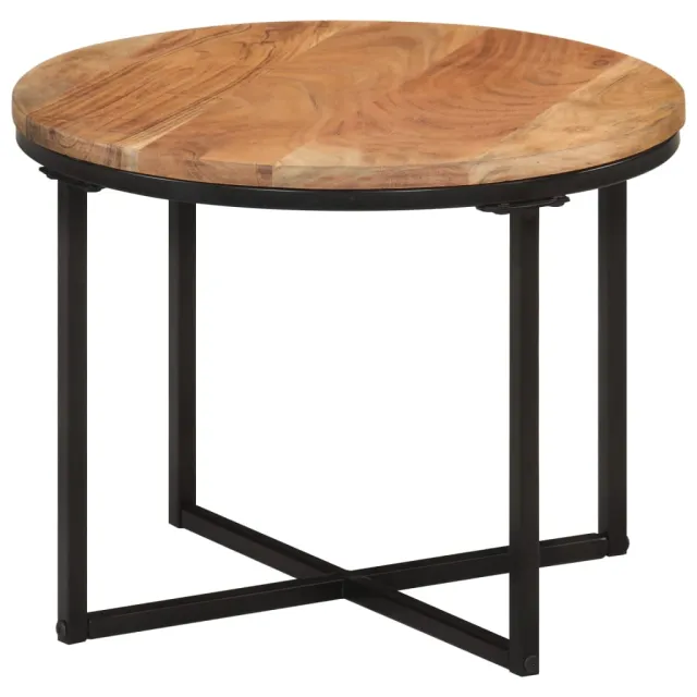 vidaXL Salontafel 45x45x35 cm massief acaciahout en ijzer Bruin