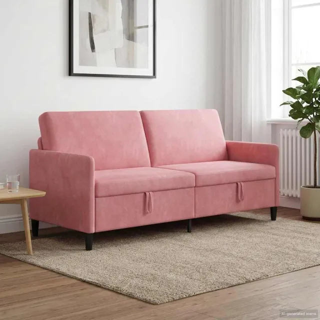 vidaXL Bank met opslag 3-zits Roze 192 x 78 x 87 cm Polyester