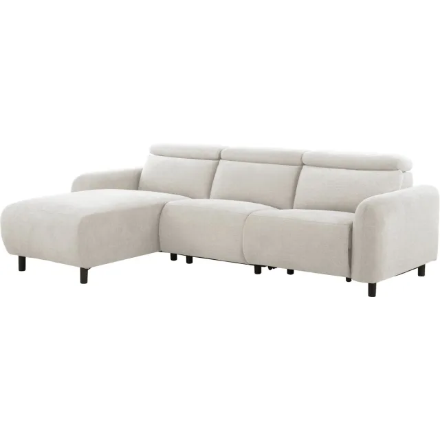 Notio Living Skaane-Sofa 3-zitter met chaise longue links manuel functie in stofcrème
