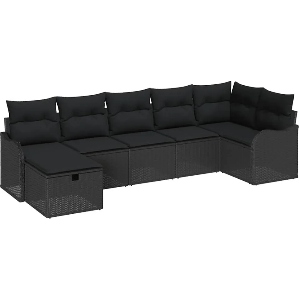 vidaXL Tuin Sofa Set 7 st Poly riet Grijs