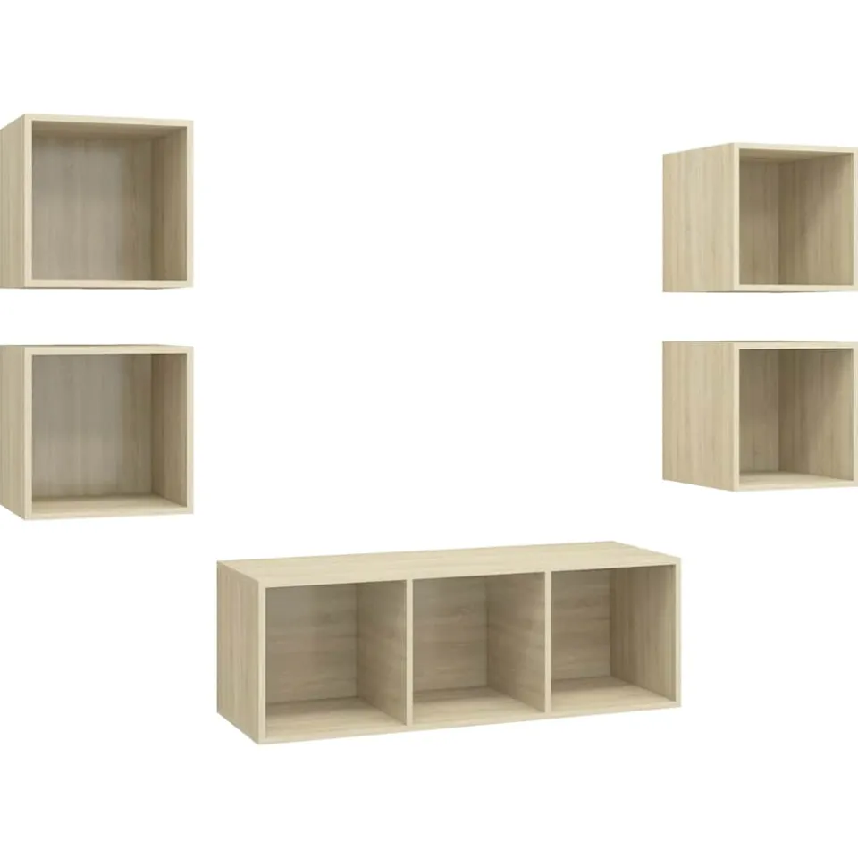 vidaXL 5-delige Tv-meubelset bewerkt hout sonoma eikenkleurig Bruin