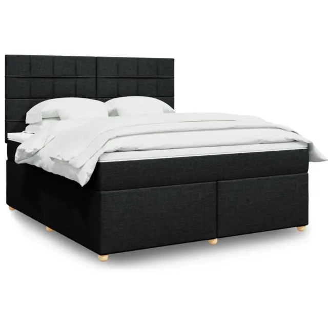 vidaXL Boxspring met matras stof zwart 180x200 cm