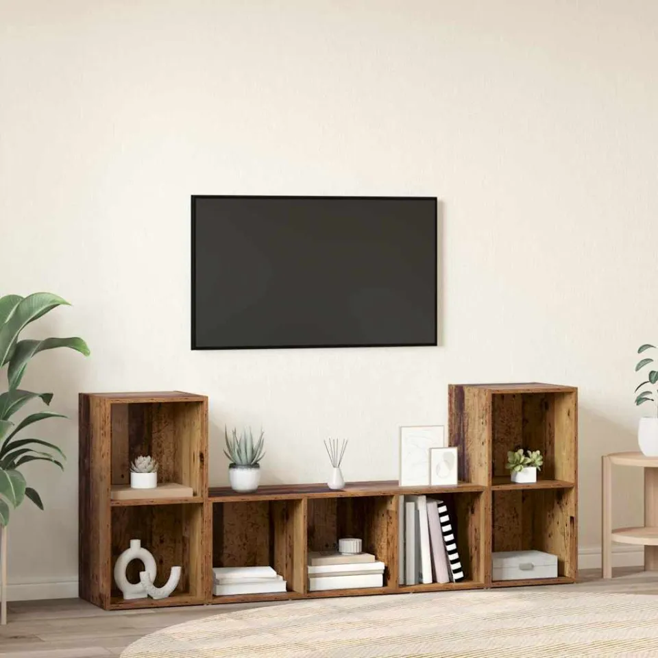 vidaXL Tv-meubelset 3 st 107 x 35 x 37 cm Bruin, foto 4