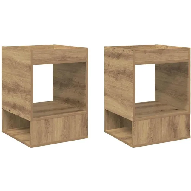 vidaXL Bijzettafel - 2 - st - Artisan - Eiken - 40 - x - 40 - x - 56 - cm - Bewerkt - hout artisanaal eikenkleurig