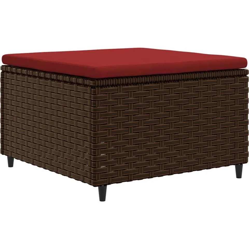 vidaXL 4-delige Loungeset met kussens poly rattan bruin, foto 4