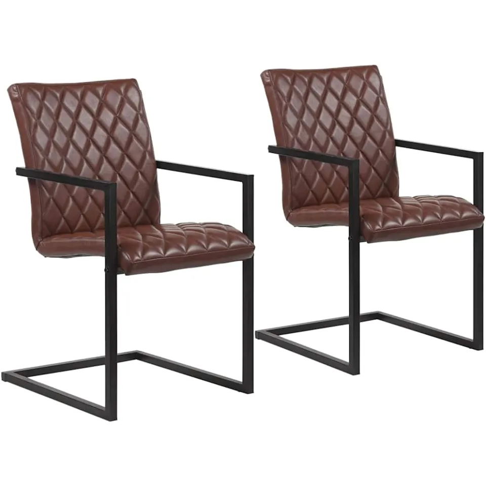 vidaXL Eetkamerstoelen 2 st echt leer bruin