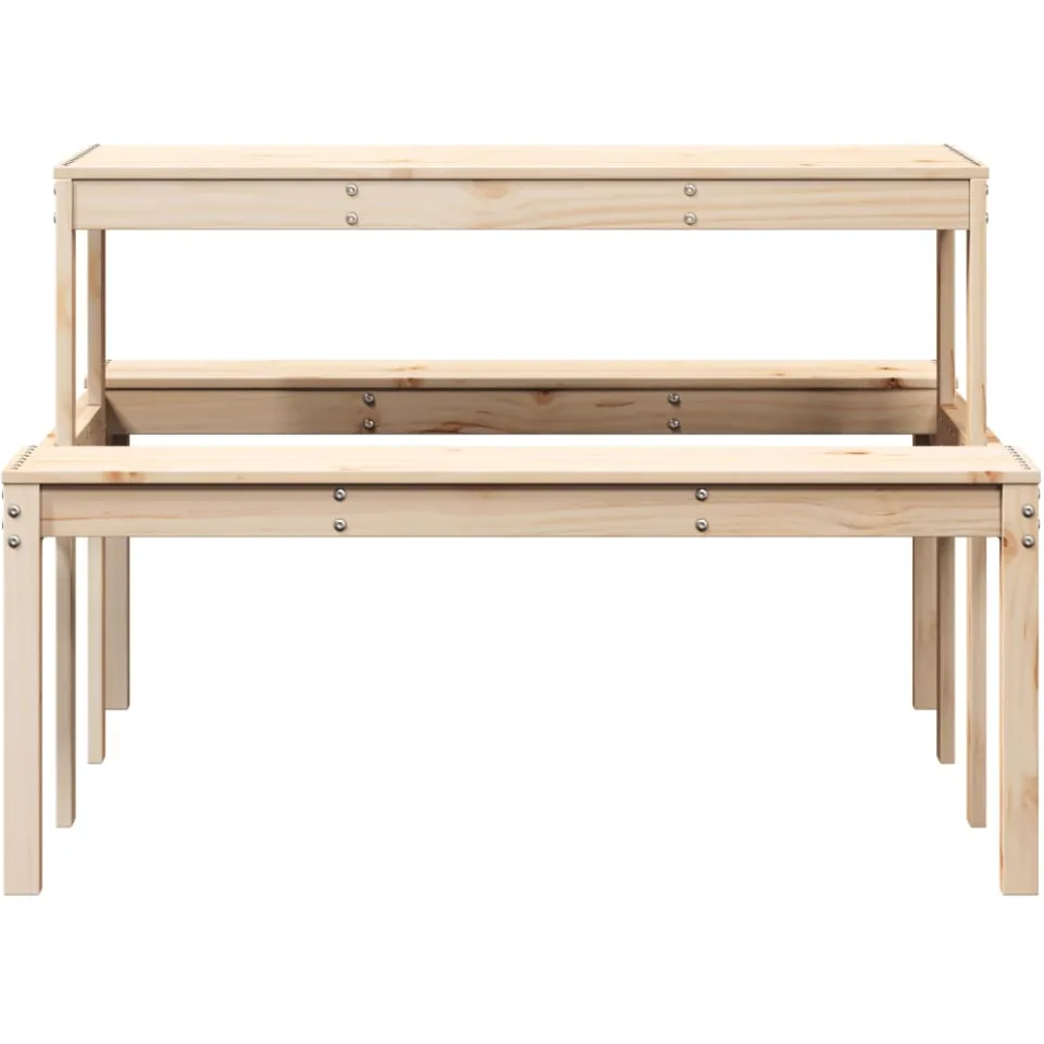 vidaXL Picknicktafel 110x134x75 cm massief grenenhout bruin, foto 4