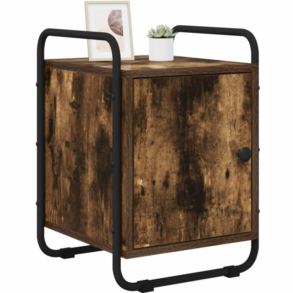 vidaXL Nachtkastje Gerookt eiken 35 x 36.5 x 50 cm Bewerkt hout Bruin