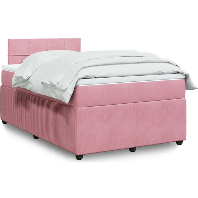 vidaXL Boxspring met matras fluweel roze 120x200 cm
