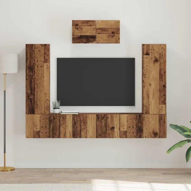 vidaXL Tv-meubelset 7 st Oud Hout Bewerkt hout bruin, foto 2