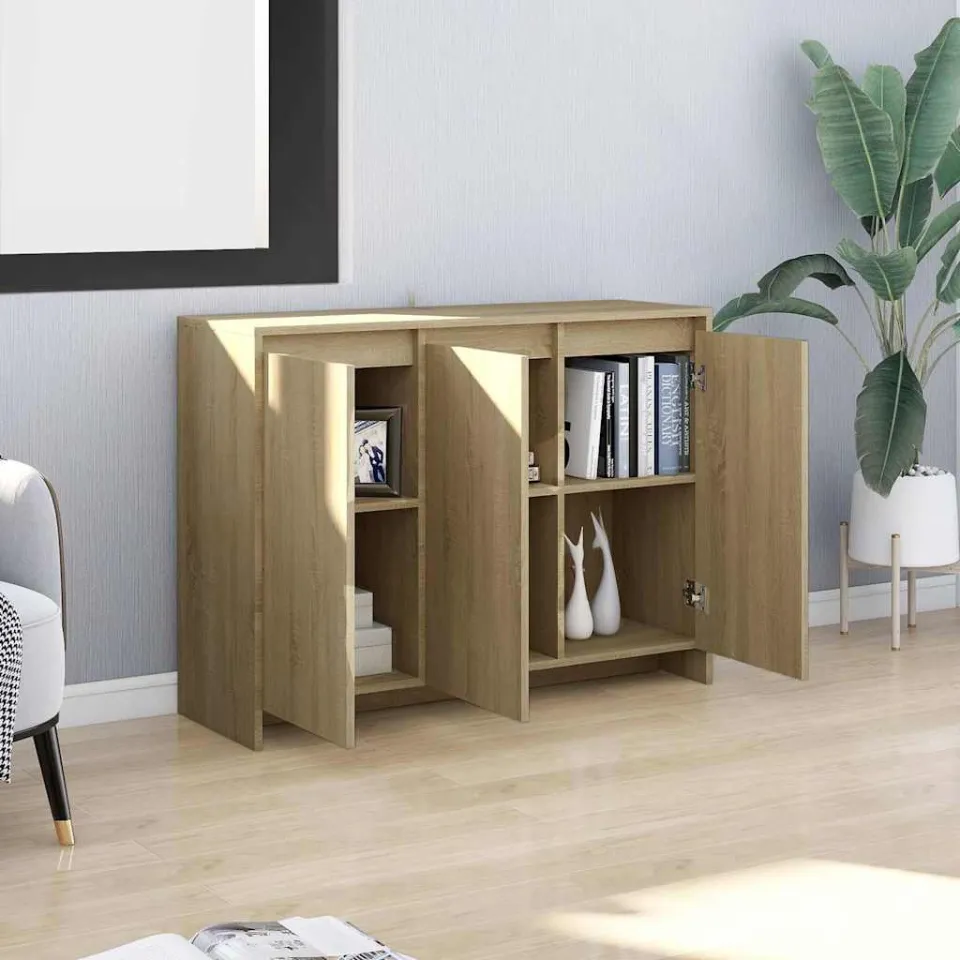 vidaXL Dressoir 102x33x75 cm bewerkt hout sonoma eikenkleurig, foto 3
