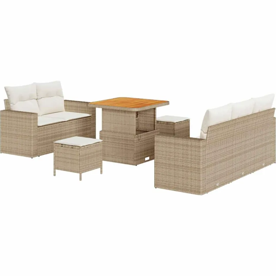 vidaXL Tuin Sofa Set met kussen 8 pcs Beige poly rattan