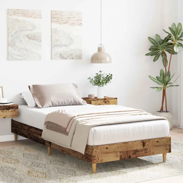 vidaXL Bedframe Oud hout 80 x 200 cm Bewerkt hout Bruin