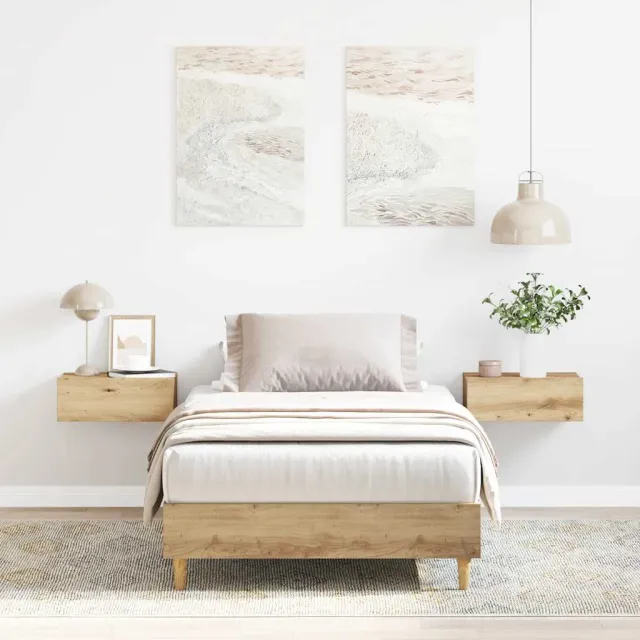 vidaXL Bedframe zonder matras spaanplaat ambachtelijk eikenkleurig