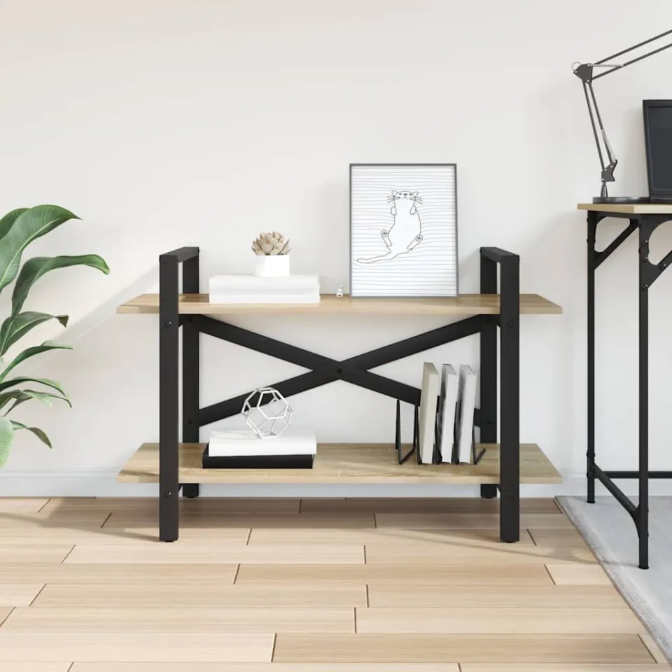 vidaXL Boekenkast 2-laags 100 x 33,5 x 64 cm Bewerkt hout Sonoma Eiken, foto 4