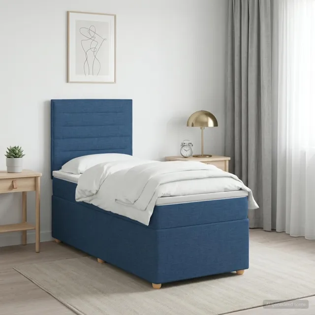vidaXL Boxspringbed met matras met hoofdeinde Blauw 90 x 200 cm Stof