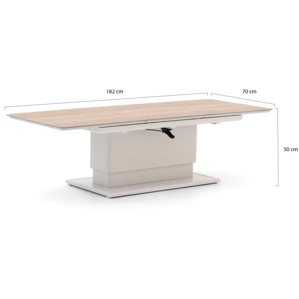 Bellagio tuinmeubelen Bellagio Alimini lounge/dining tuintafel 132/182x70x51/67.5cm verstelbaar uitschuifbaar wit, foto 2