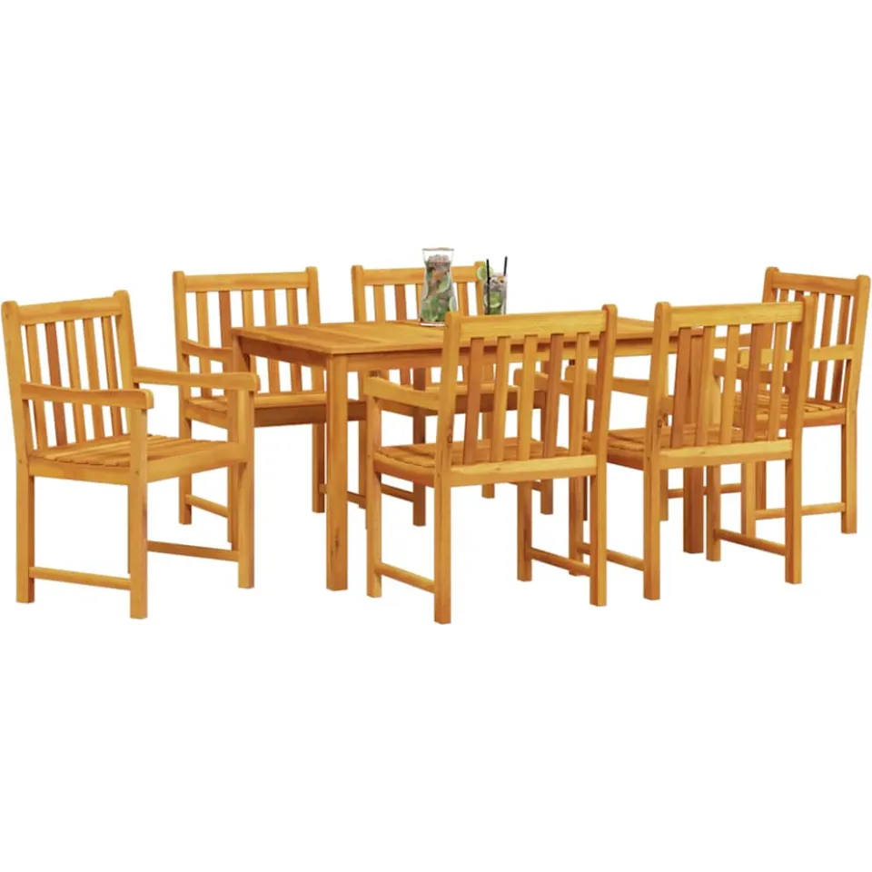 vidaXL Tuin eettafelset 7 st Bruin Massief Acaciahout