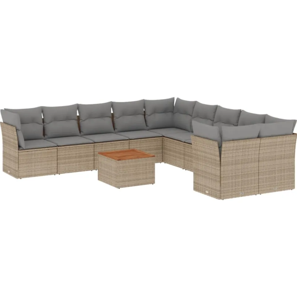 vidaXL Patio Sofa Set 10-zits Beige mix en grijs, foto 3