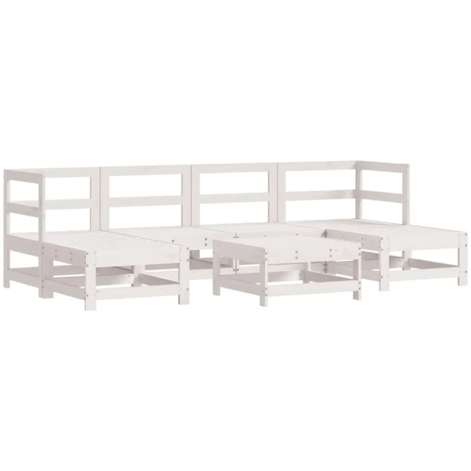 vidaXL 7-delige Loungeset met kussens massief hout wit