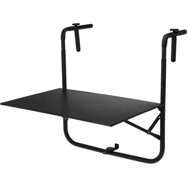 Pro Garden Metalen balkon hangtafel zwart - 60x43 cm - klaptafel tafel tafel in hoogte verstelbaar