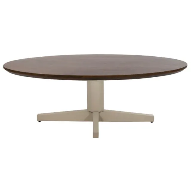 MySons Salontafel Scorpio ovaal Beige poot Mangohout 130x70x45 cm - walnoot