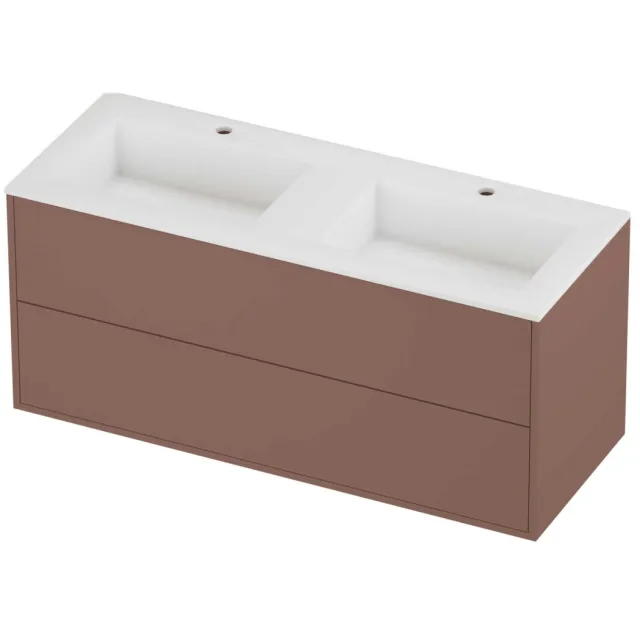 Proline Aristo Badmeubelset Polystone Elegant In Kader 120x46x54 cm Mat White Beauty Blush Rosé Goud